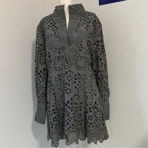 H&M Charcoal Long Sleeve Eyelet Dress